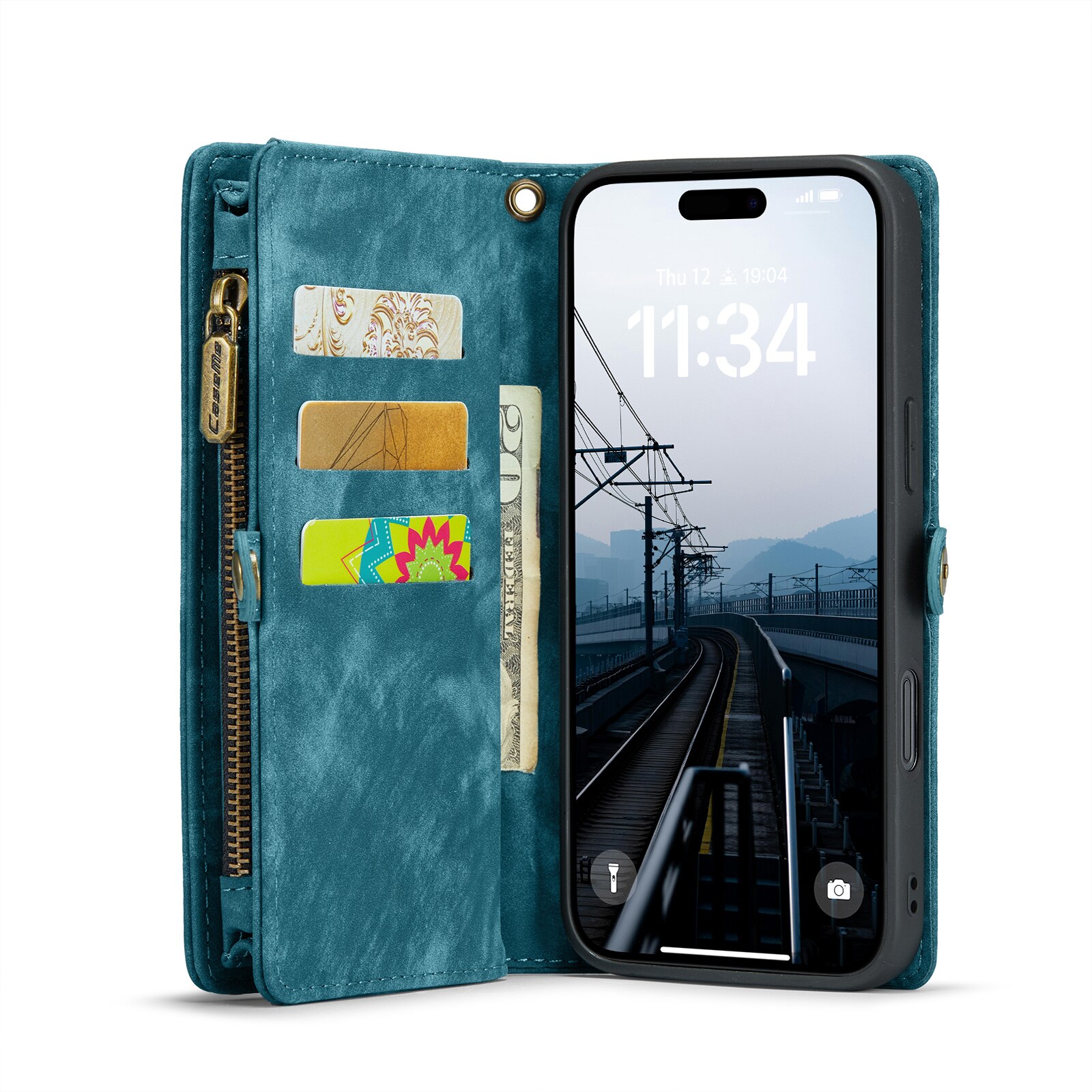 Cover portafoglio Multi-Slot iPhone 16 Plus blu