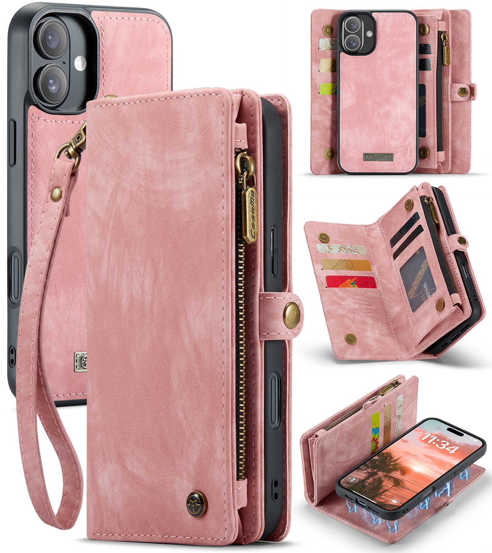 Cover portafoglio Multi-Slot iPhone 16 Plus rosa