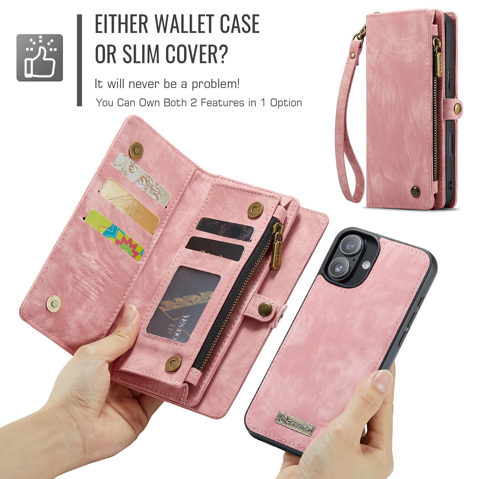 Cover portafoglio Multi-Slot iPhone 16 rosa