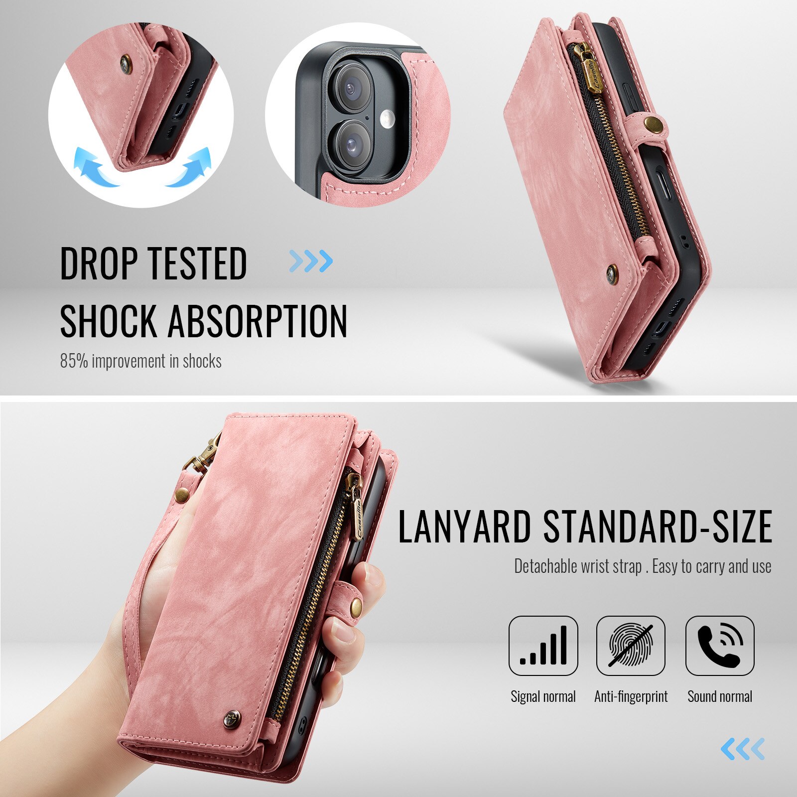 Cover portafoglio Multi-Slot iPhone 16 rosa