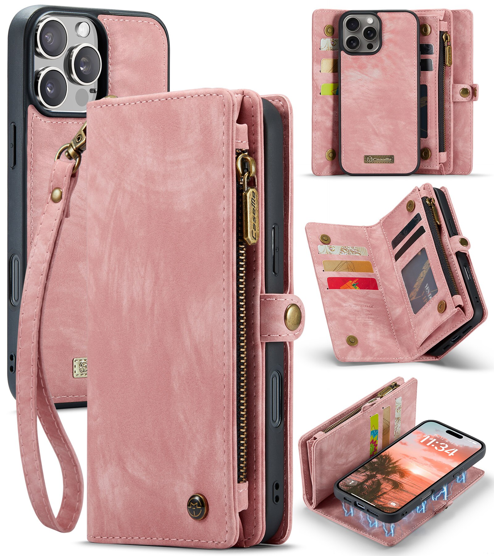 Cover portafoglio Multi-Slot iPhone 16 Pro rosa