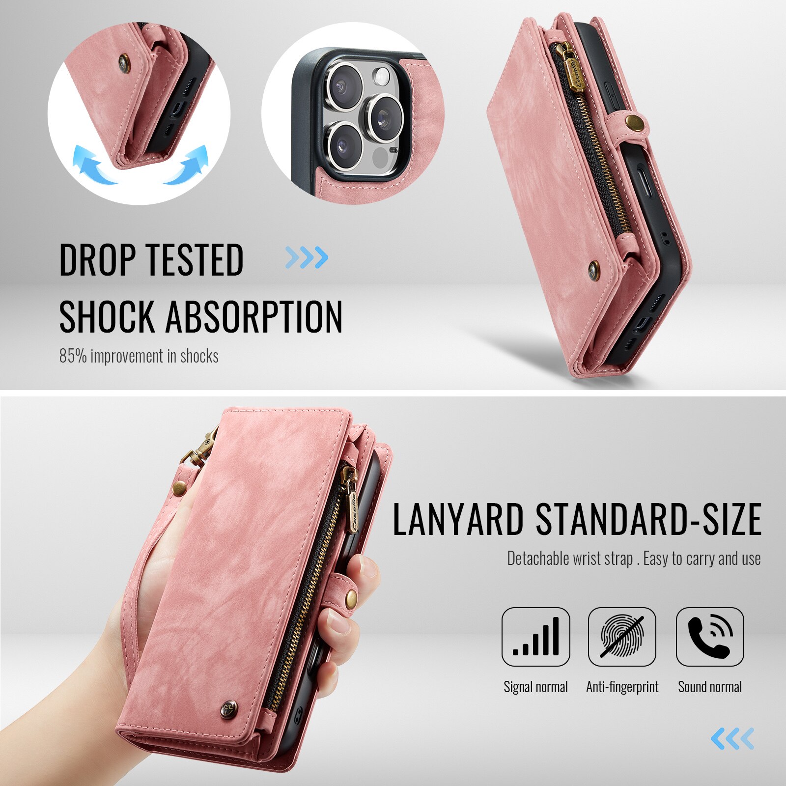 Cover portafoglio Multi-Slot iPhone 16 Pro Max rosa