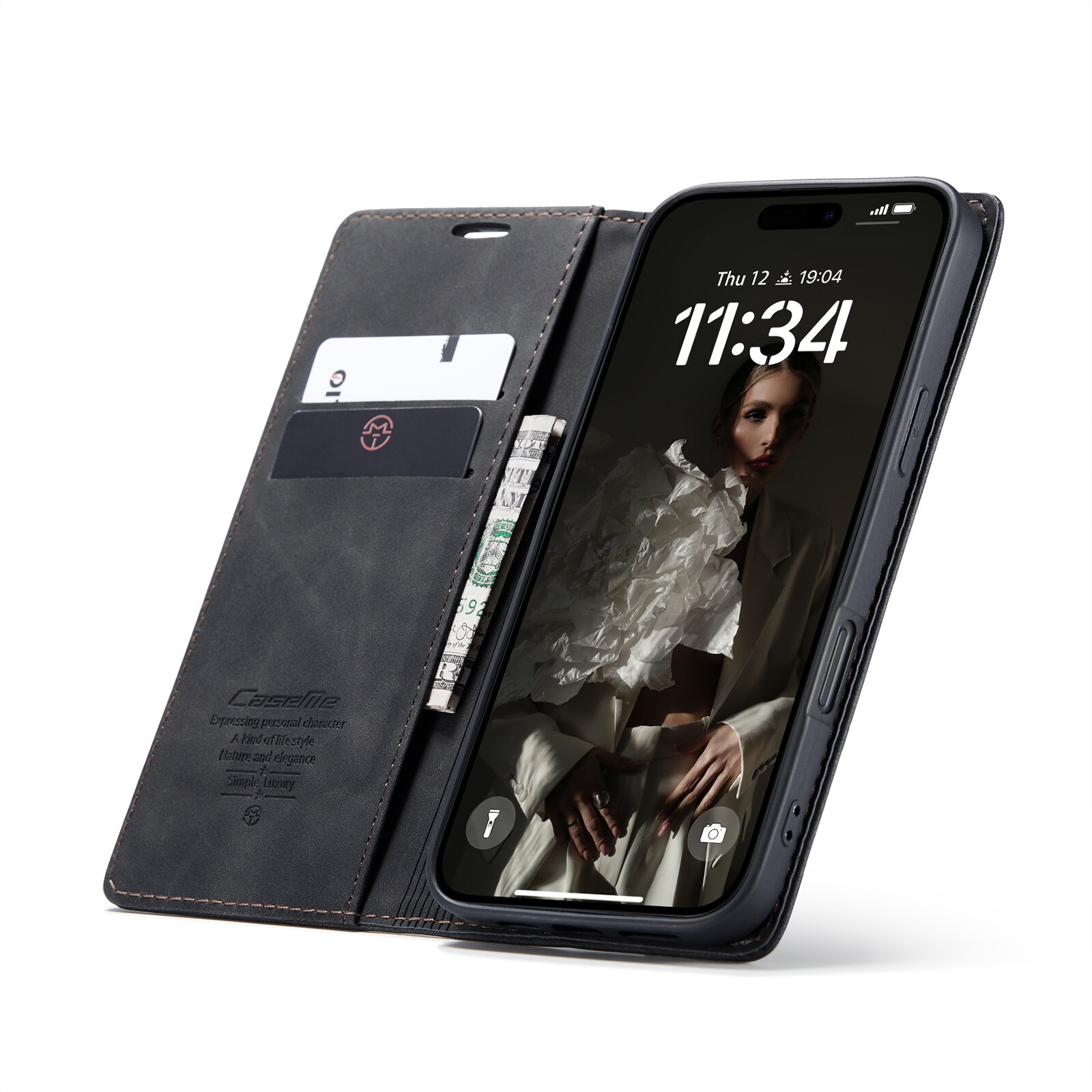 Custodie a portafoglio sottili iPhone 16 Nero