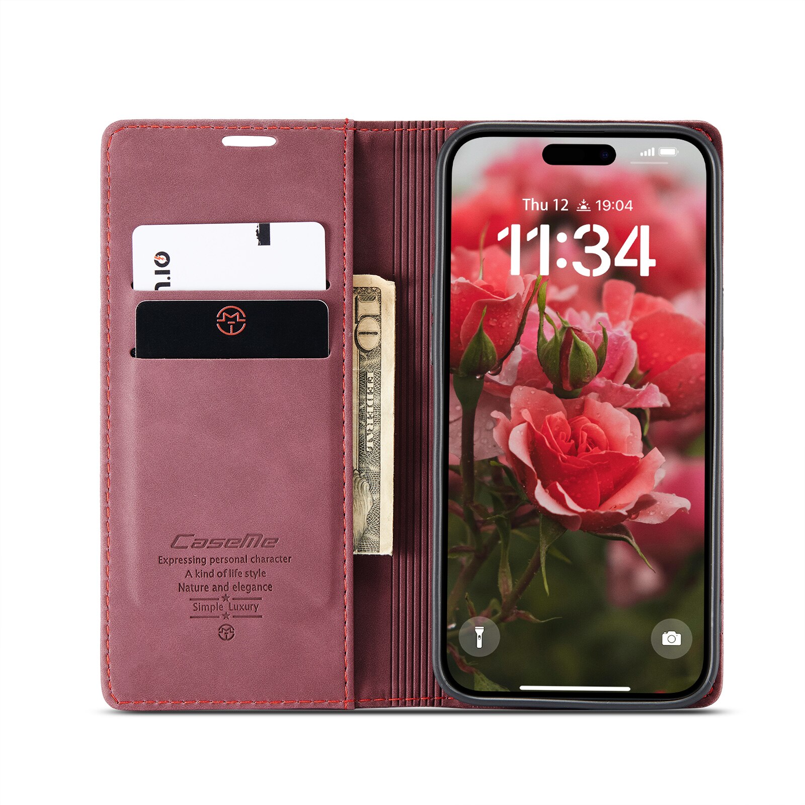 Custodie a portafoglio sottili iPhone 16 Plus Rosso