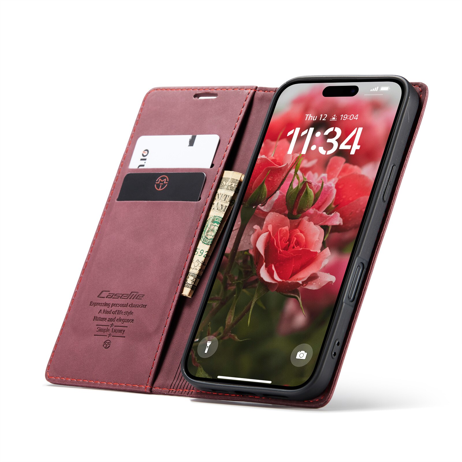 Custodie a portafoglio sottili iPhone 16 Plus Rosso