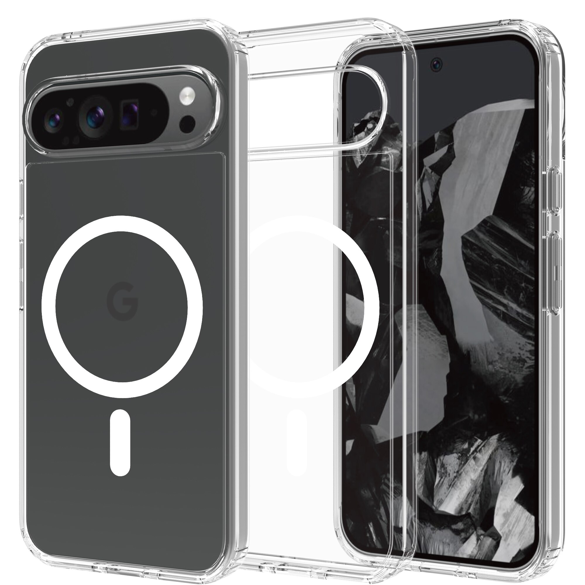 Cover ibride con MagSafe Google Pixel 9 Pro XL trasparente