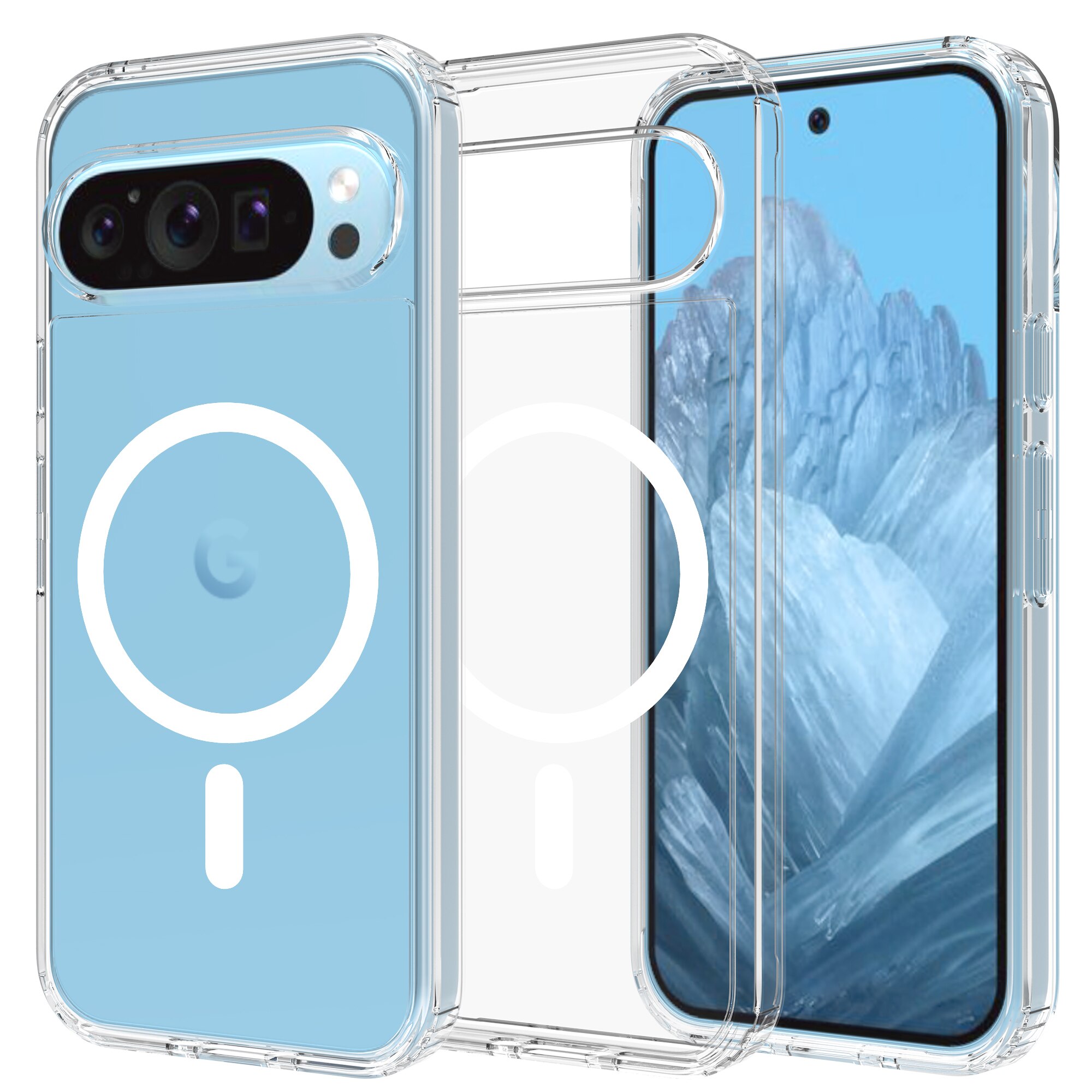 Cover ibride con MagSafe Google Pixel 9 Pro trasparente