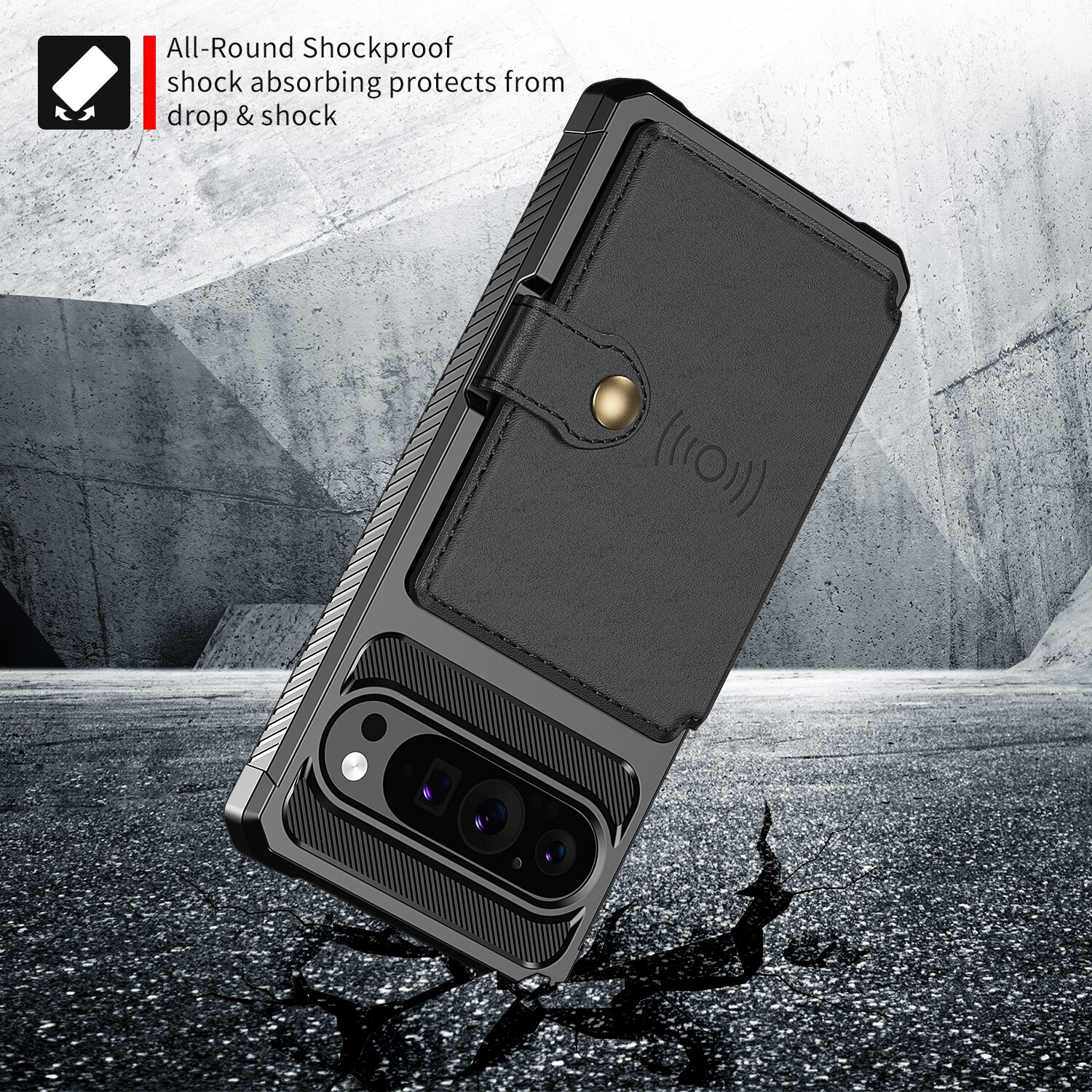 Cover con portacarte Tough Multi-slot Google Pixel 9 Pro nero