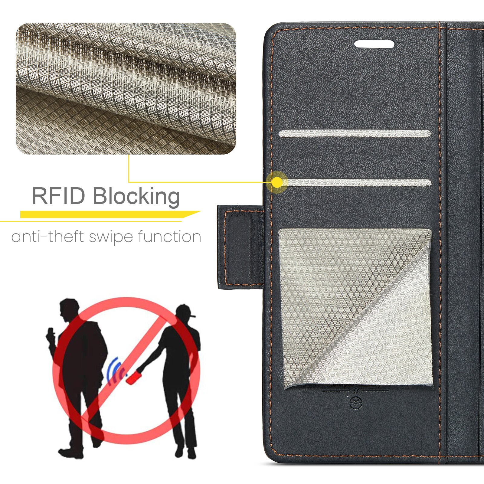 Custodie a portafoglio sottili anti-RFID Google Pixel 9 Nero