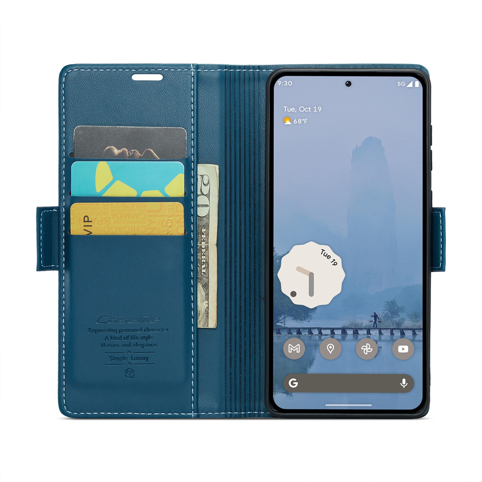 Custodie a portafoglio sottili anti-RFID Google Pixel 9 Pro XL Blu