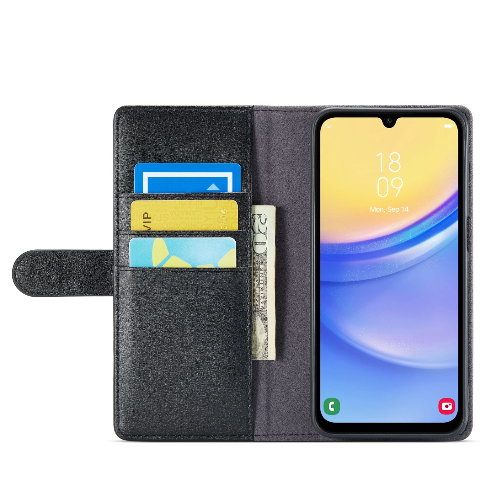 Custodia a portafoglio in vera pelle Samsung Galaxy A16, nero