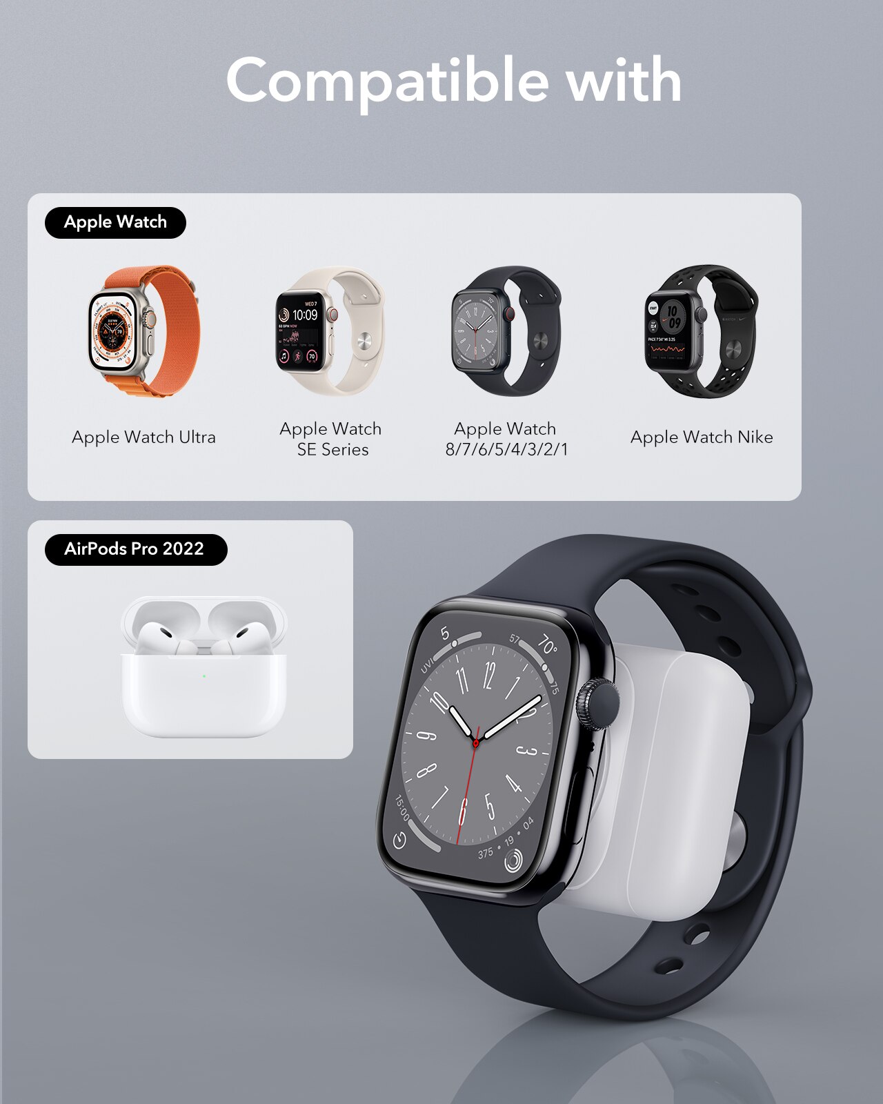 Caricatore portatile per Apple Watch, bianco