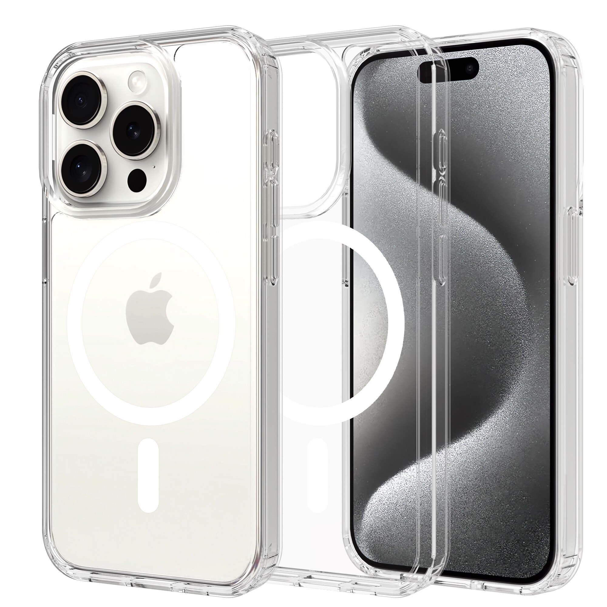 Cover ibride con MagSafe iPhone 15 Pro trasparente