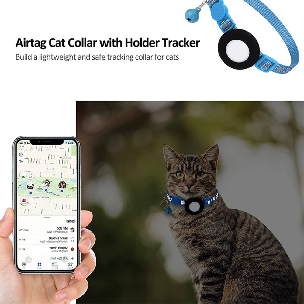 Collare per gatti Apple AirTag con impronta riflettente, azzurro