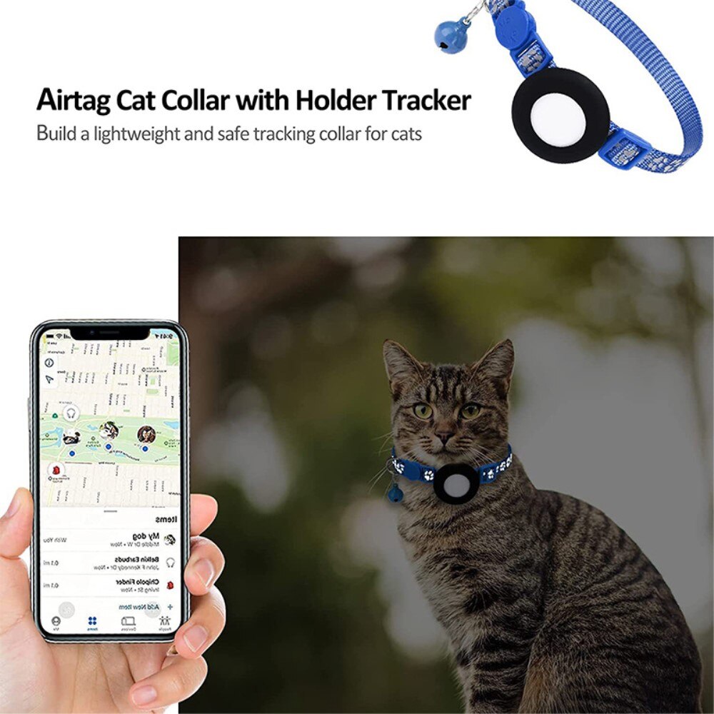 Collare per gatti Apple AirTag con impronta riflettente, blu