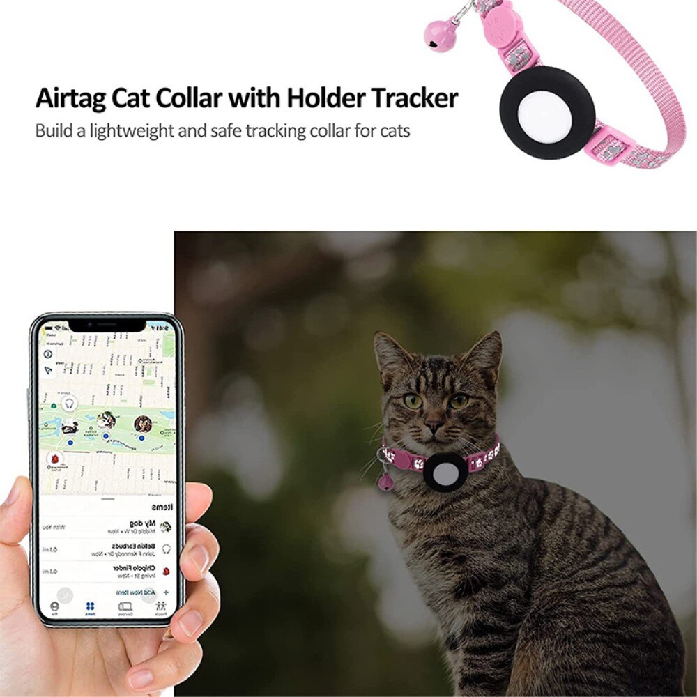 Collare per gatti Apple AirTag con impronta riflettente, rosa