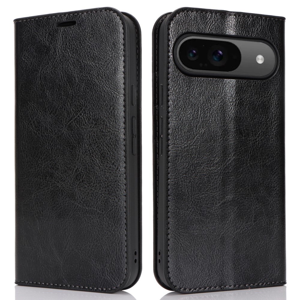 Cover Portafoglio in vera pelle Google Pixel 9 nero