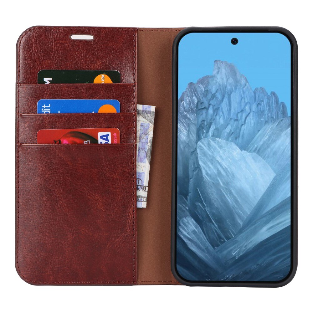 Cover Portafoglio in vera pelle Google Pixel 9 Pro XL marrone scuro