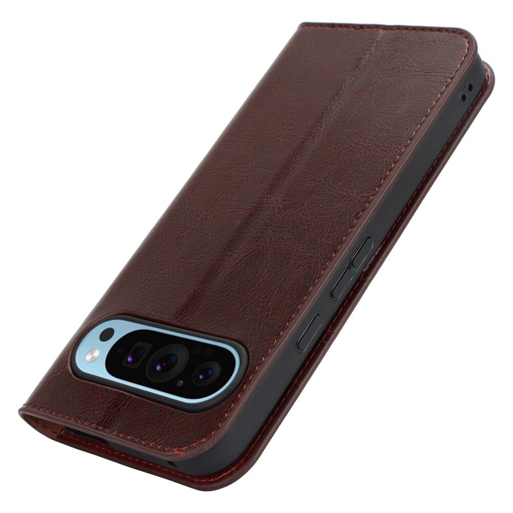 Cover Portafoglio in vera pelle Google Pixel 9 Pro XL marrone scuro