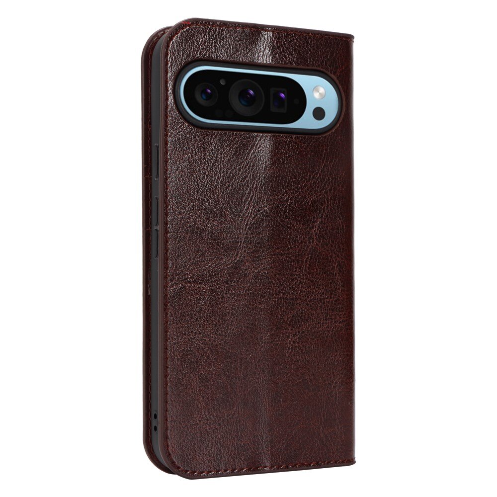 Cover Portafoglio in vera pelle Google Pixel 9 Pro XL marrone scuro