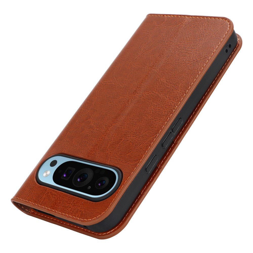 Cover Portafoglio in vera pelle Google Pixel 9 Pro XL marrone