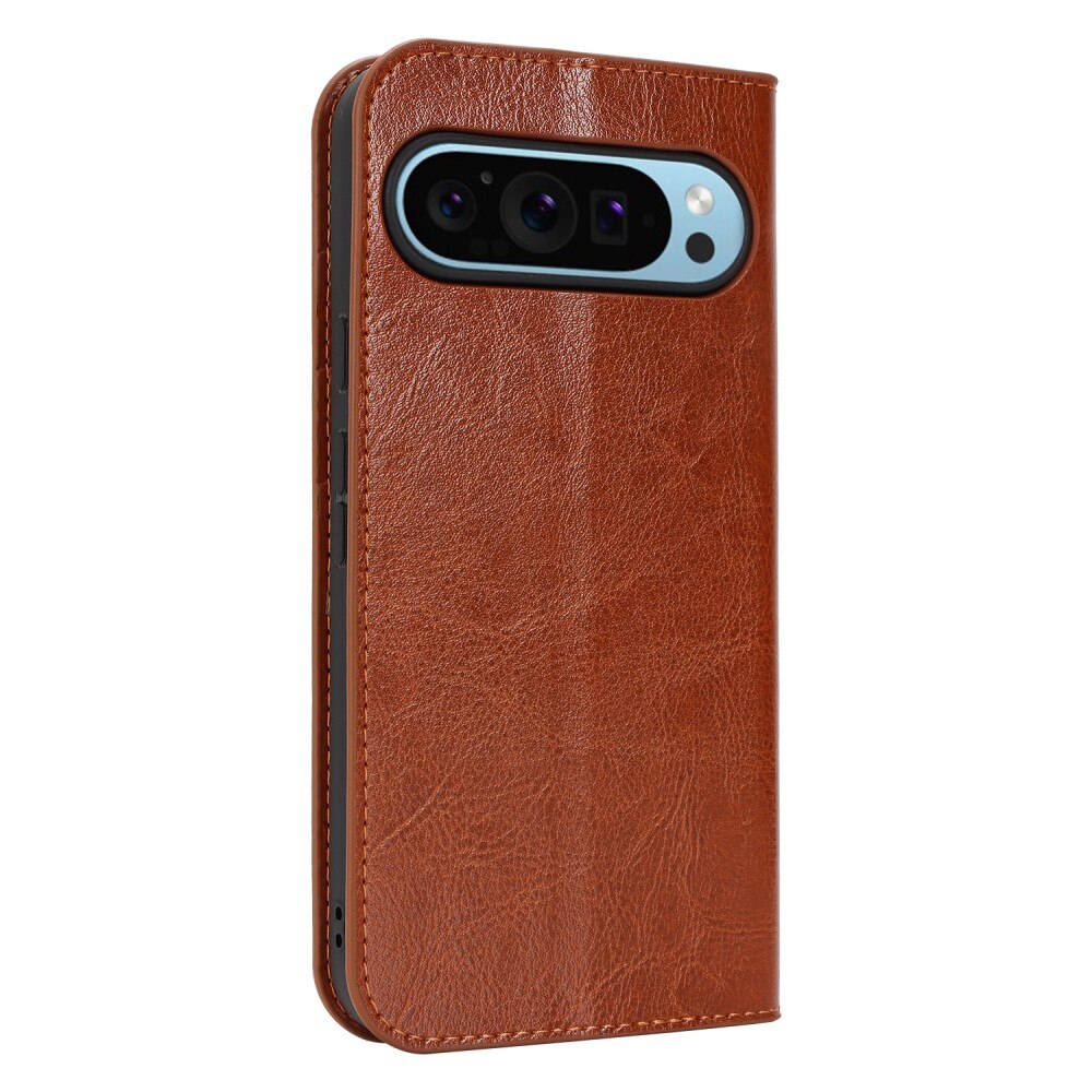 Cover Portafoglio in vera pelle Google Pixel 9 Pro XL marrone