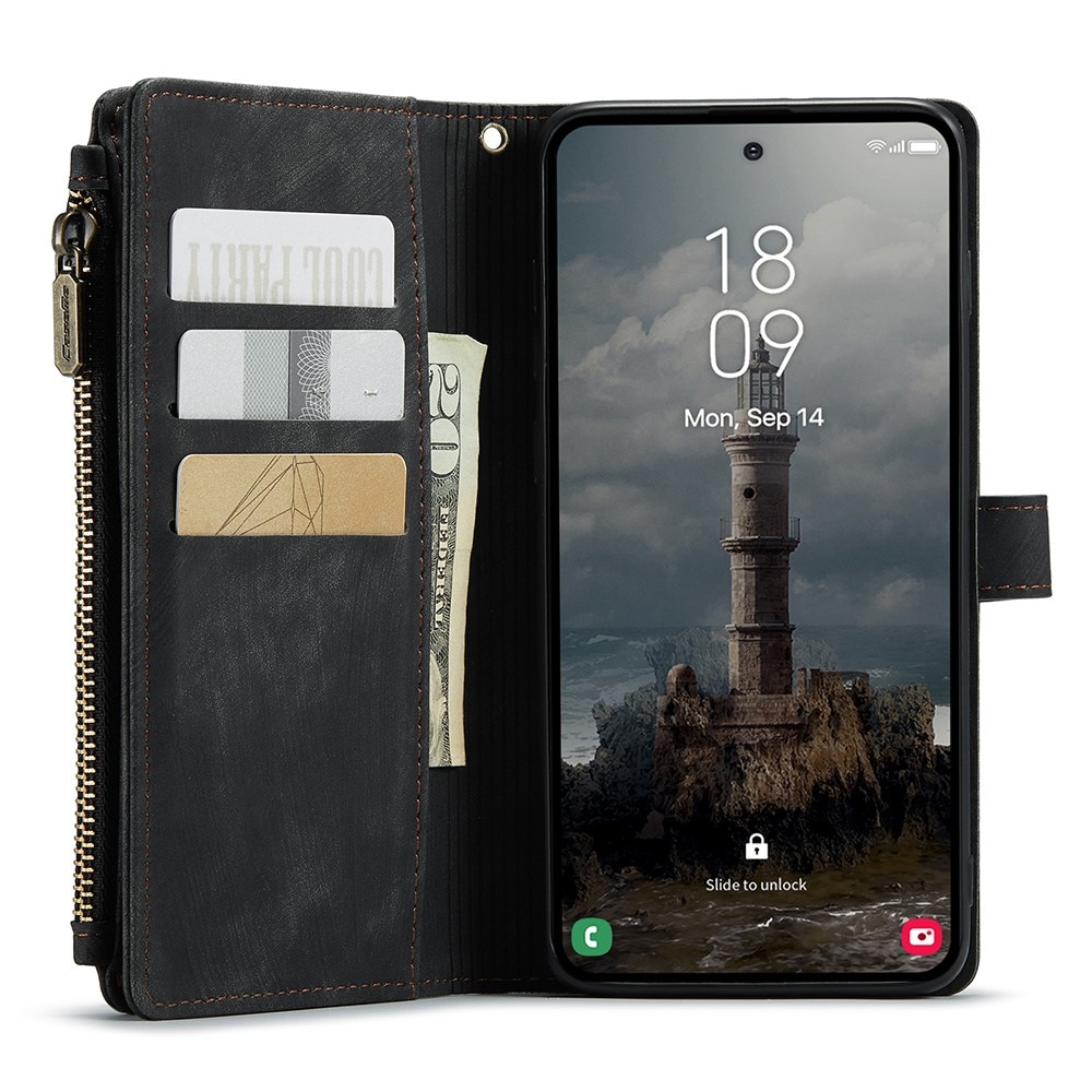 Custodie a portafoglio Zipper Samsung Galaxy A55 Nero