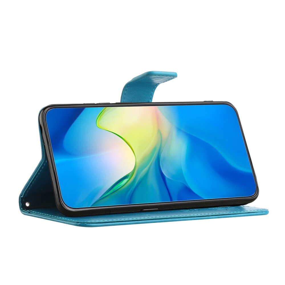 Custodia in pelle a farfalle per Samsung Galaxy S24 FE, blu