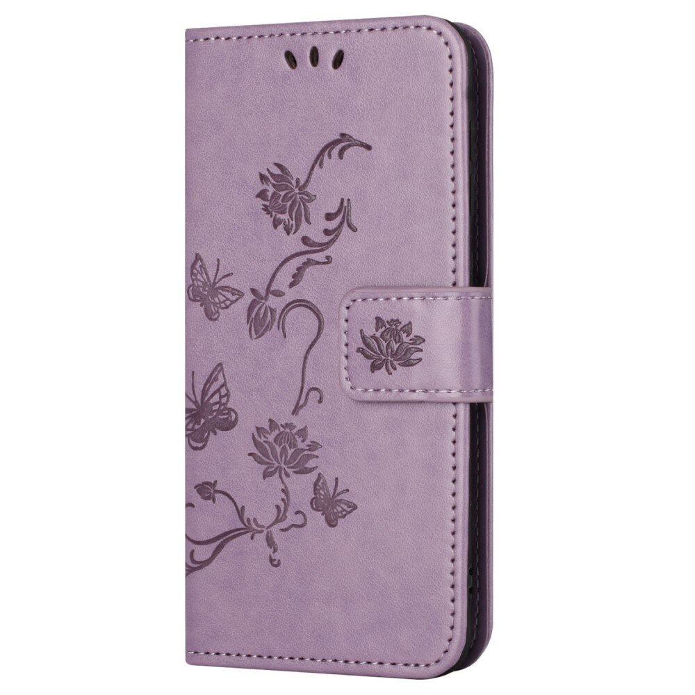 Custodia in pelle a farfalle per Samsung Galaxy S24 FE, viola