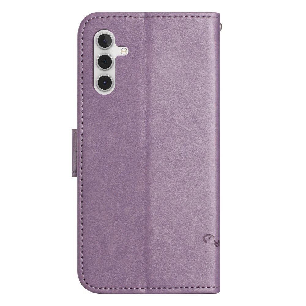 Custodia in pelle a farfalle per Samsung Galaxy S24 FE, viola