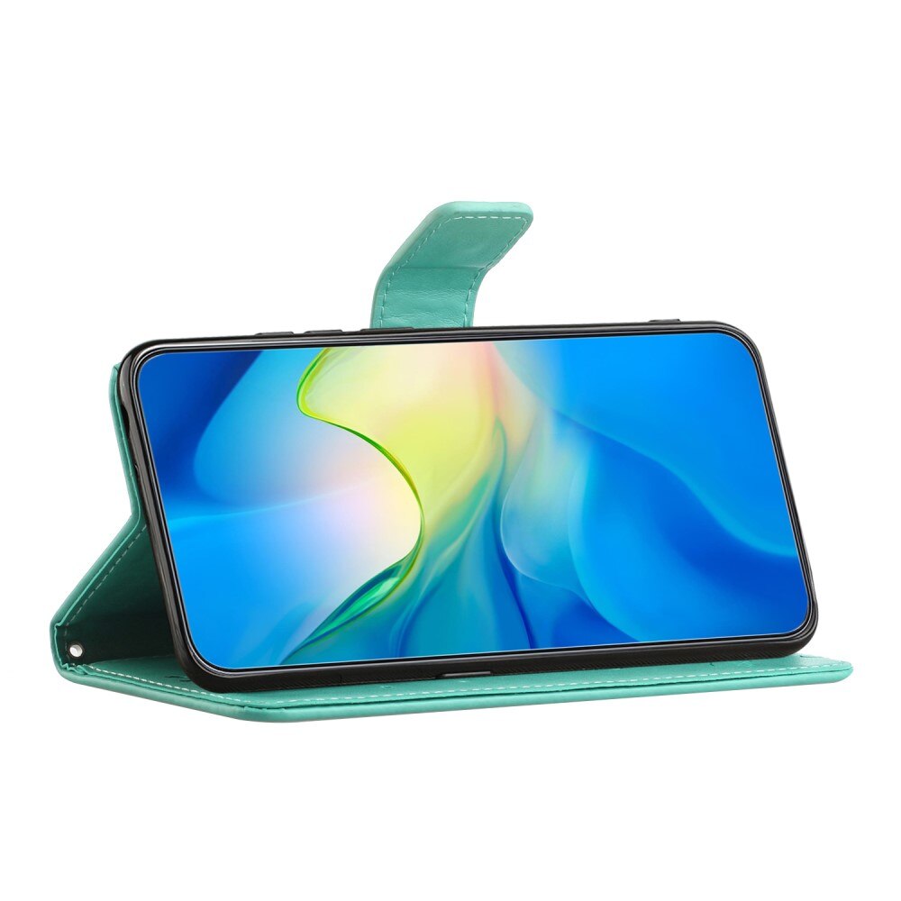 Custodia in pelle a farfalle per Samsung Galaxy S24 FE, verde