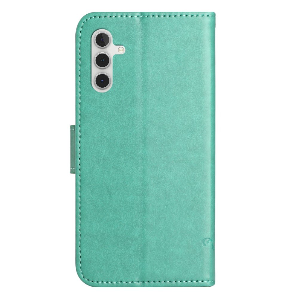 Custodia in pelle a farfalle per Samsung Galaxy S24 FE, verde