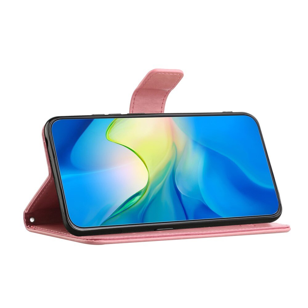 Custodia in pelle a farfalle per Samsung Galaxy S24 FE, rosa