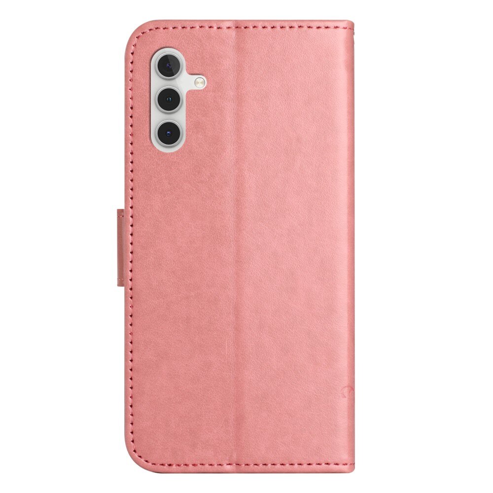 Custodia in pelle a farfalle per Samsung Galaxy S24 FE, rosa