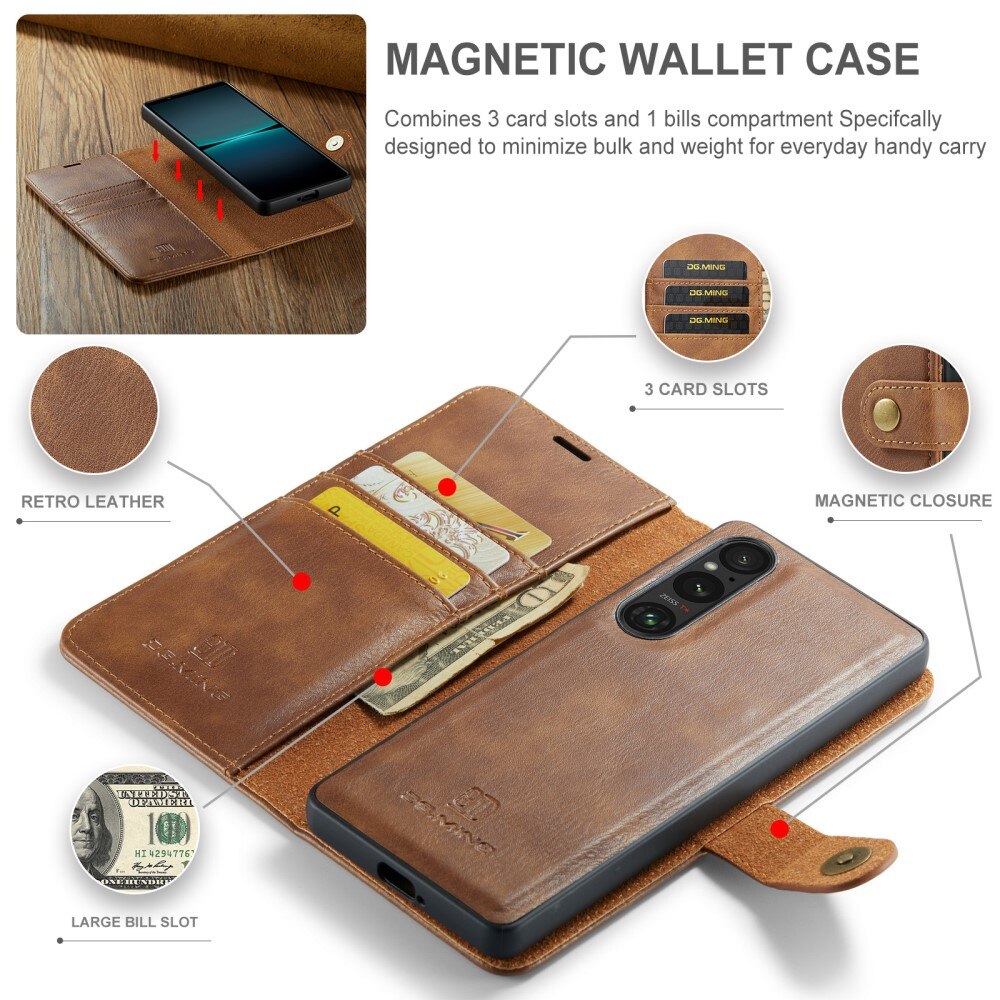 Cover portafoglio Magnet Wallet Sony Xperia 1 VI Cognac