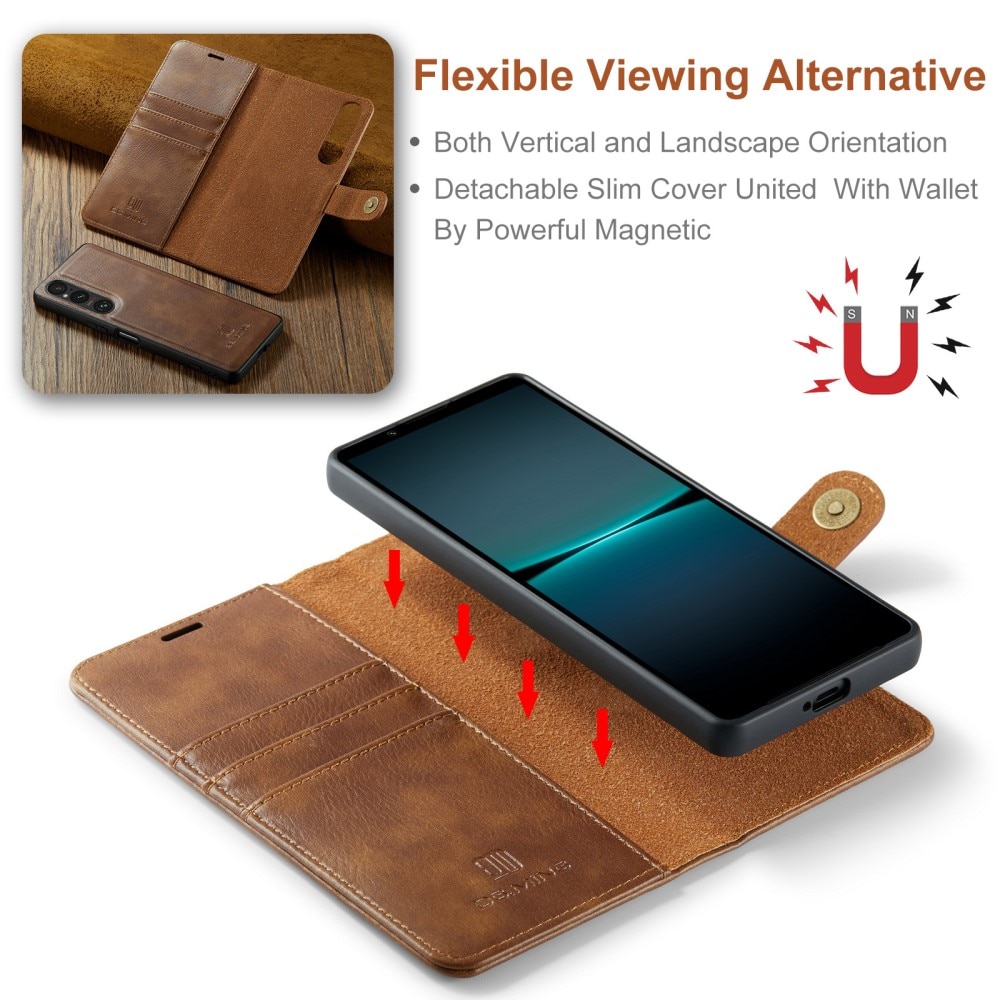 Cover portafoglio Magnet Wallet Sony Xperia 1 VI Cognac