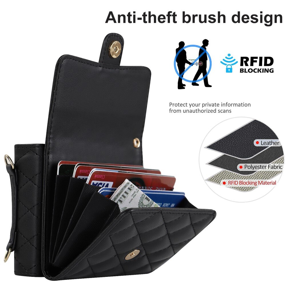 Borsa a portafoglio trapuntata anti-RFID Samsung Galaxy Z Flip 6 nero