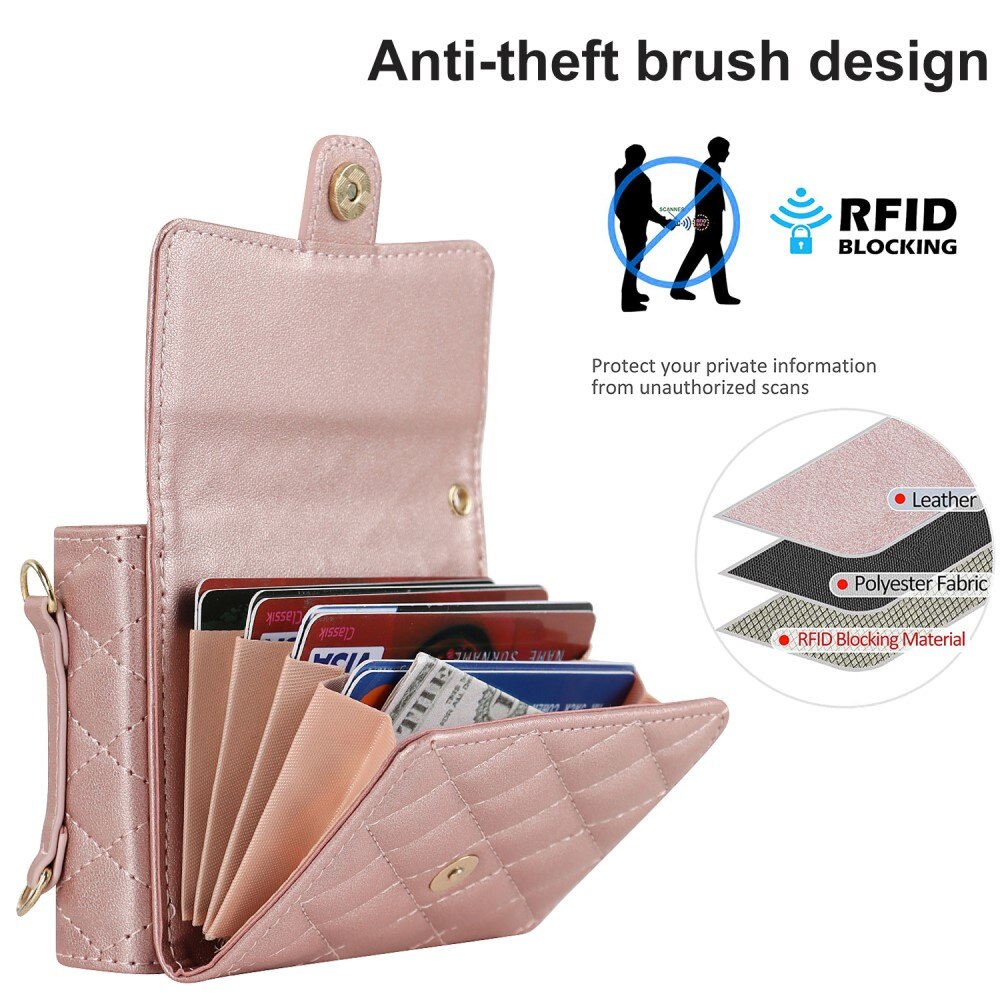 Borsa a portafoglio trapuntata anti-RFID Samsung Galaxy Z Flip 6 oro rosa