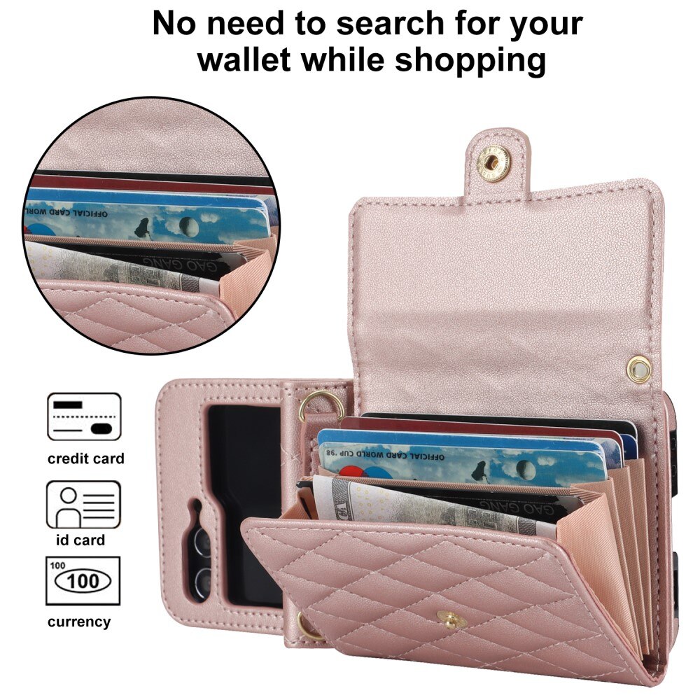 Borsa a portafoglio trapuntata anti-RFID Samsung Galaxy Z Flip 6 oro rosa