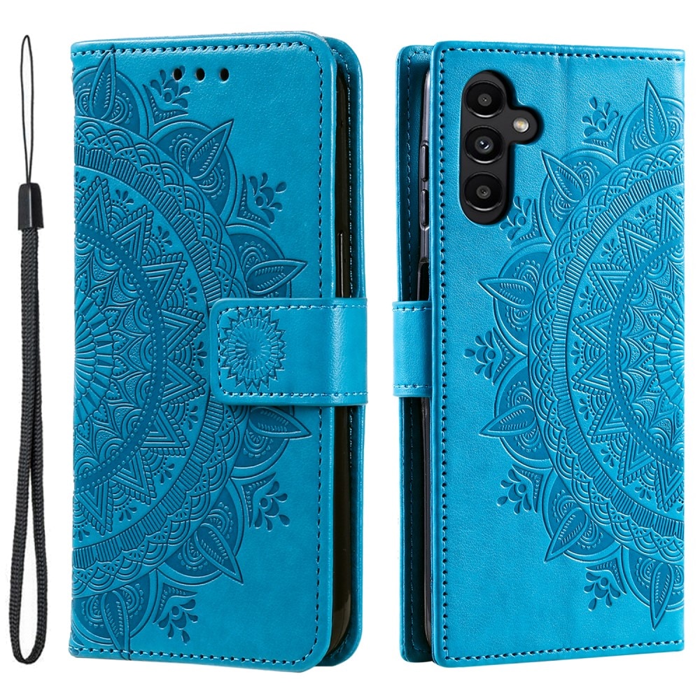 Custodia in pelle Mandala Samsung Galaxy S24 FE blu