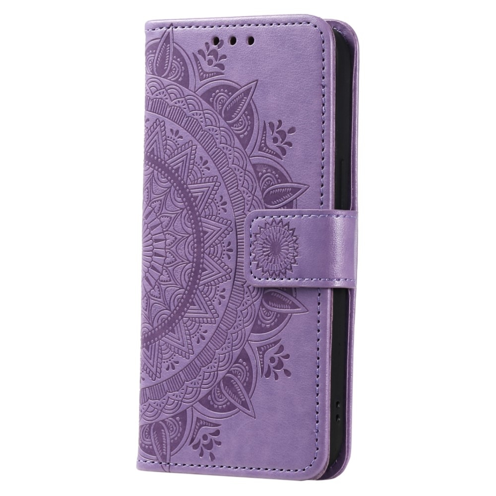 Custodia in pelle Mandala Samsung Galaxy S24 FE viola