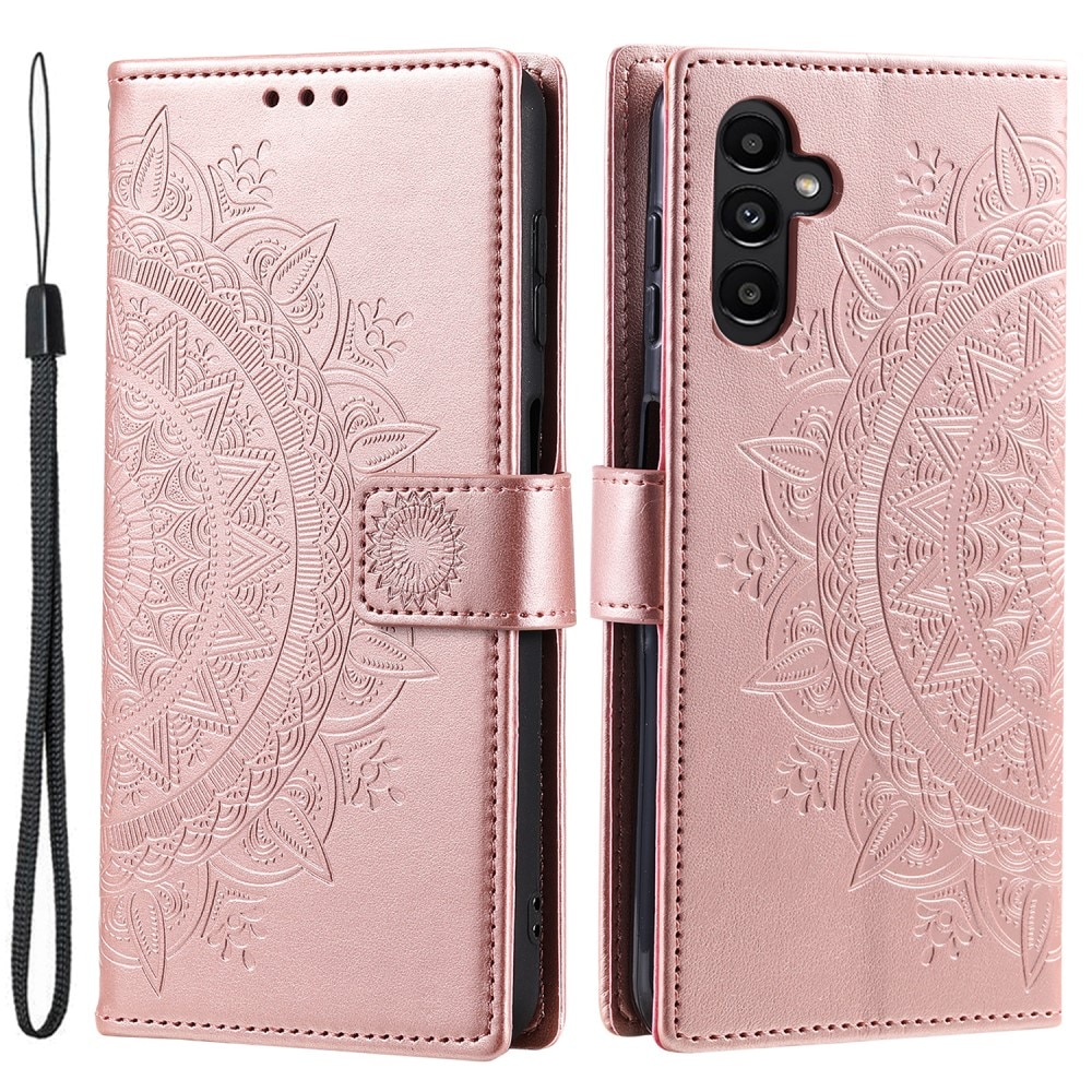 Custodia in pelle Mandala Samsung Galaxy S24 FE oro rosa