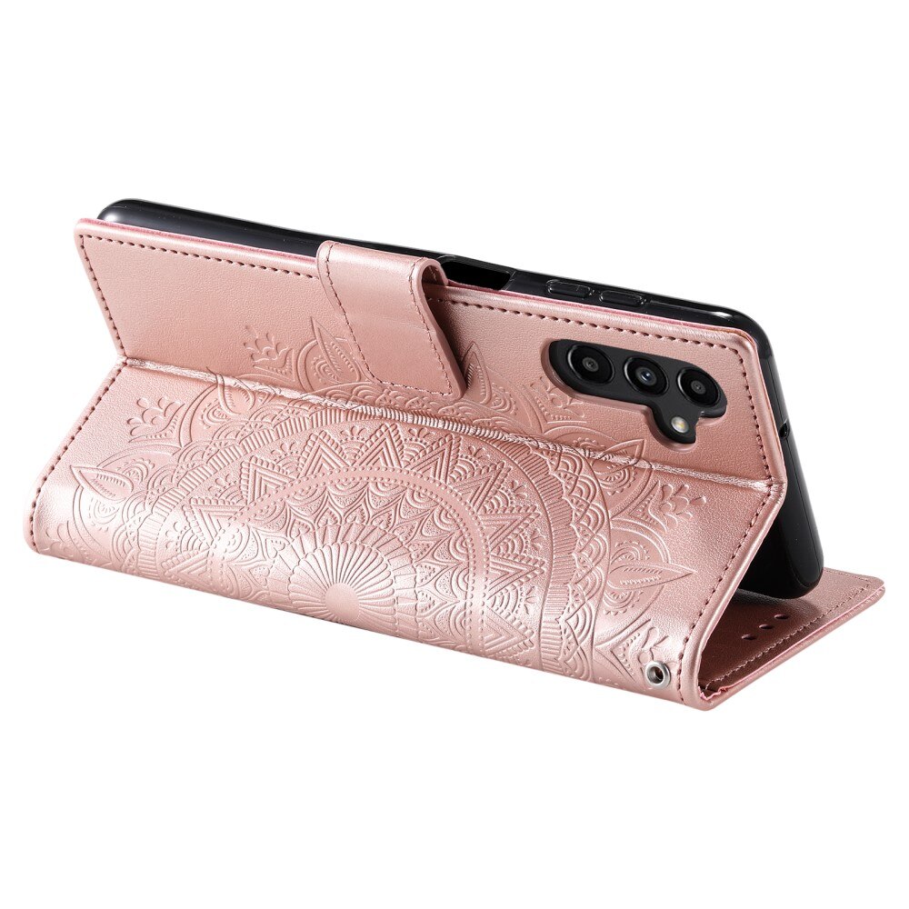 Custodia in pelle Mandala Samsung Galaxy S24 FE oro rosa