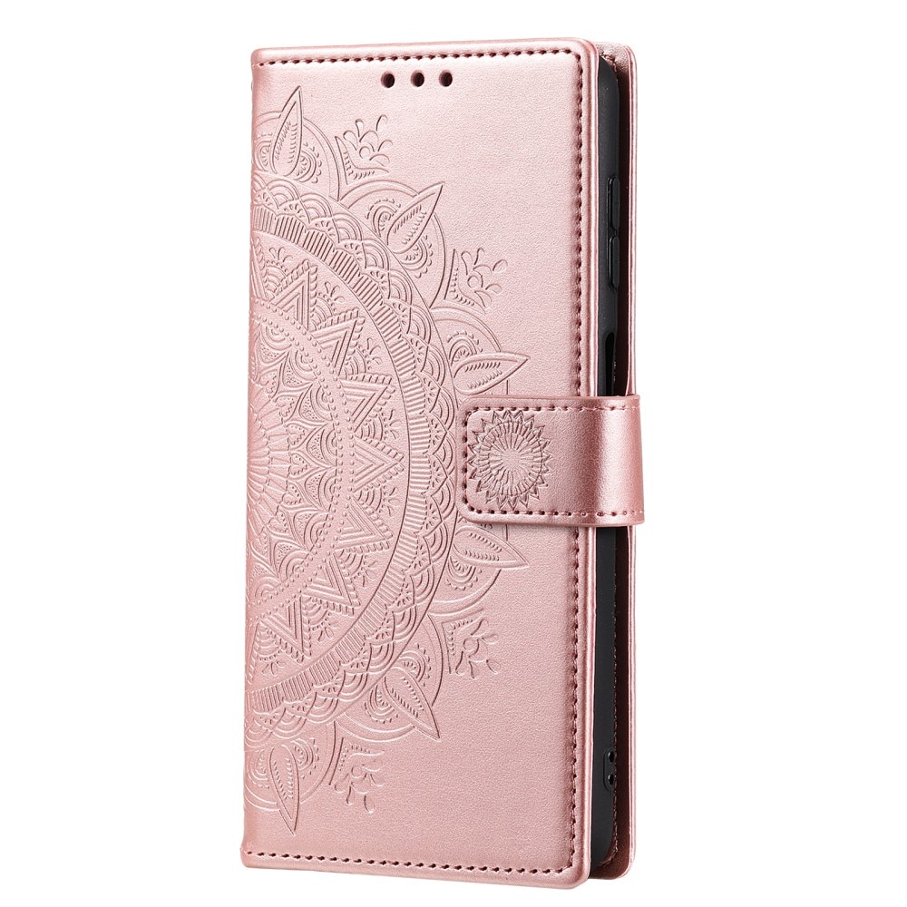 Custodia in pelle Mandala Samsung Galaxy S24 FE oro rosa