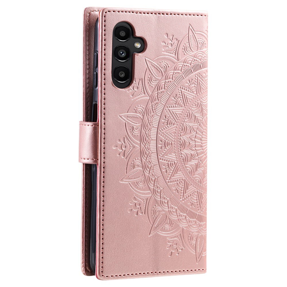 Custodia in pelle Mandala Samsung Galaxy S24 FE oro rosa