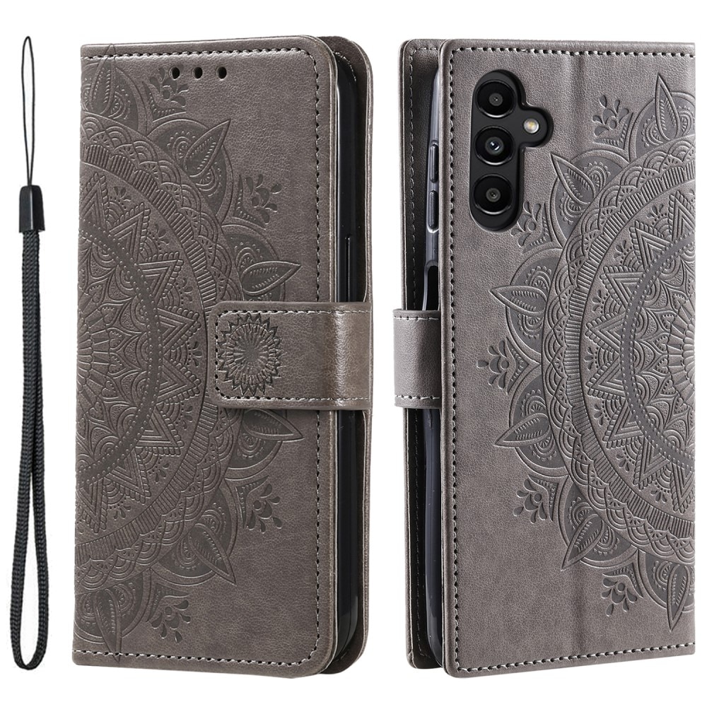 Custodia in pelle Mandala Samsung Galaxy S24 FE grigio