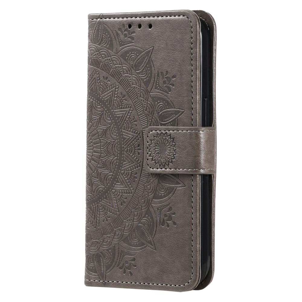 Custodia in pelle Mandala Samsung Galaxy S24 FE grigio