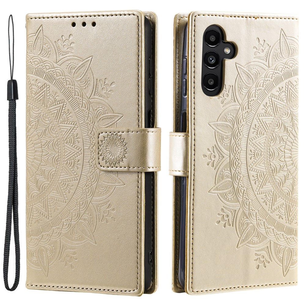 Custodia in pelle Mandala Samsung Galaxy S24 FE oro