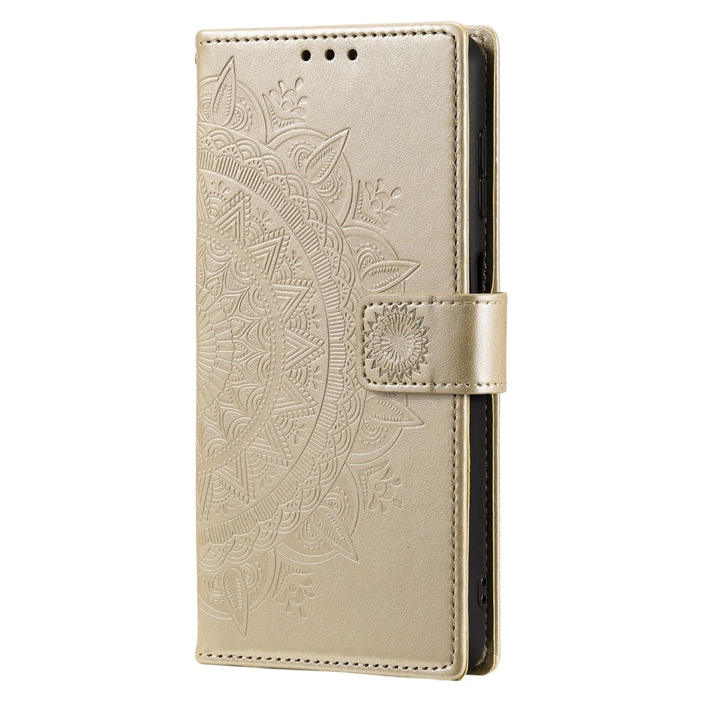 Custodia in pelle Mandala Samsung Galaxy S24 FE oro