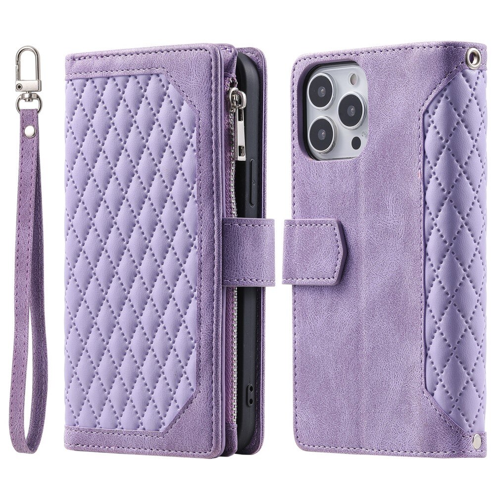 Borsa a portafoglio trapuntata iPhone 16 Pro Viola